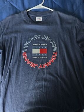 Tommy Hilfiger Navy Short-Sleeve Logo Tee with Red & White Accents